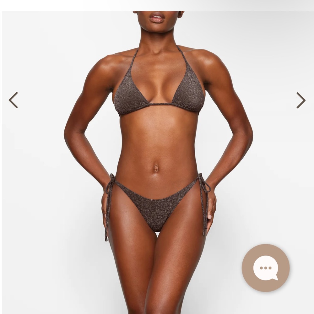 NWT SKIMS glitter scoop bikini top and tie bottoms
